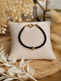 Bracelet en Crins de Cheval Tressé avec Perle Dorée