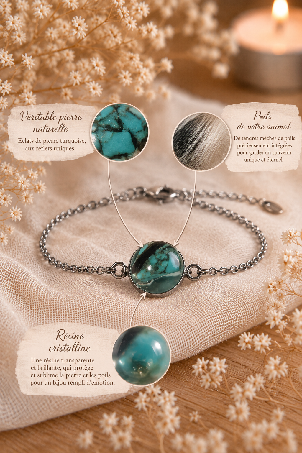 Bracelet Souvenir — Cœur Océan