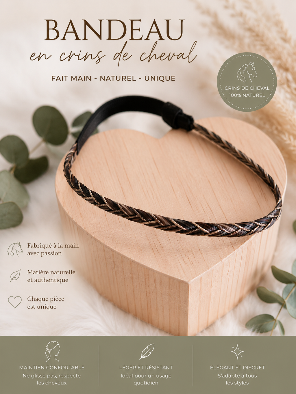 Bandeau en crins pour cheveux