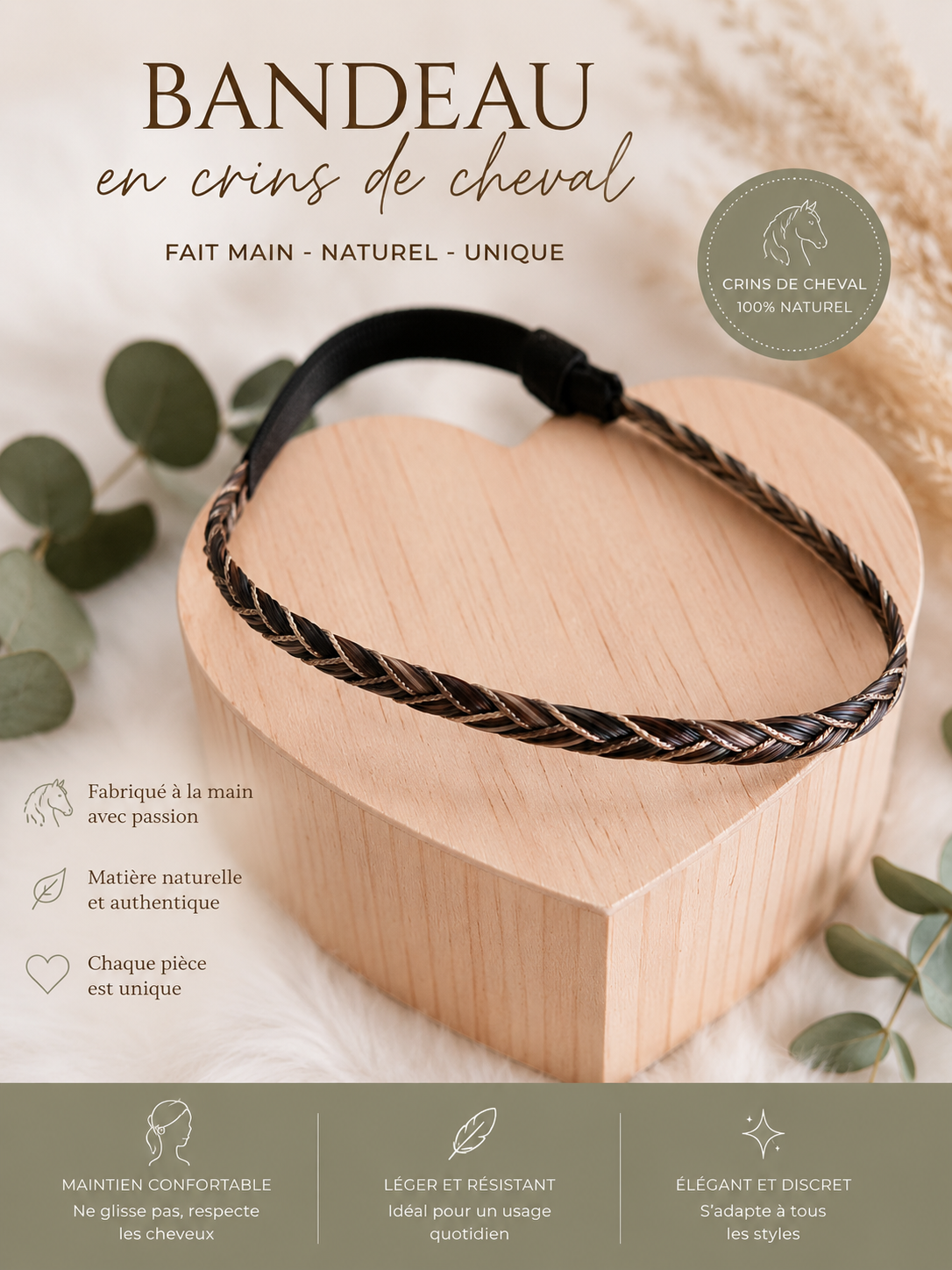 Bandeau en crins pour cheveux
