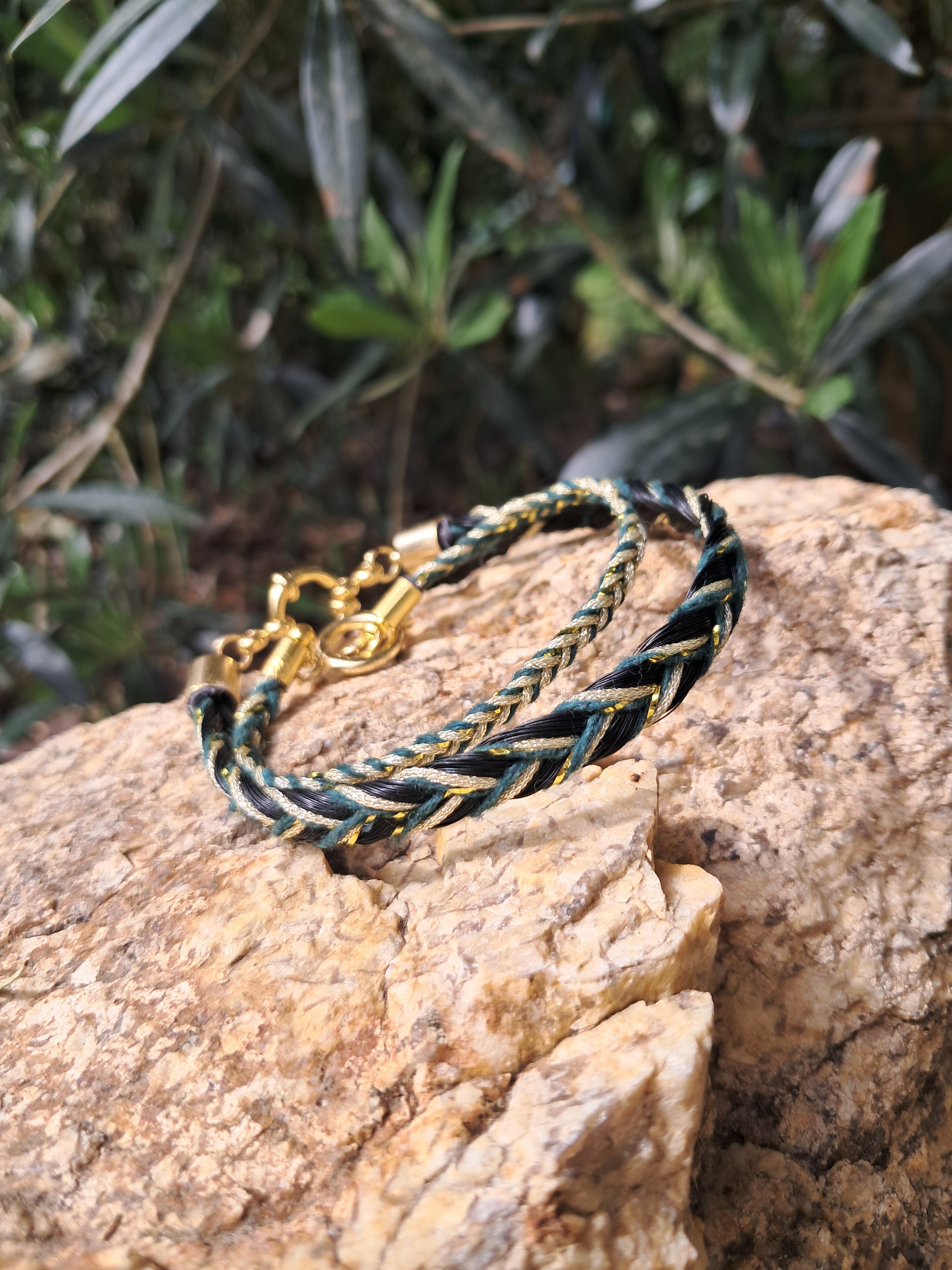 Bracelet tressé émeraude