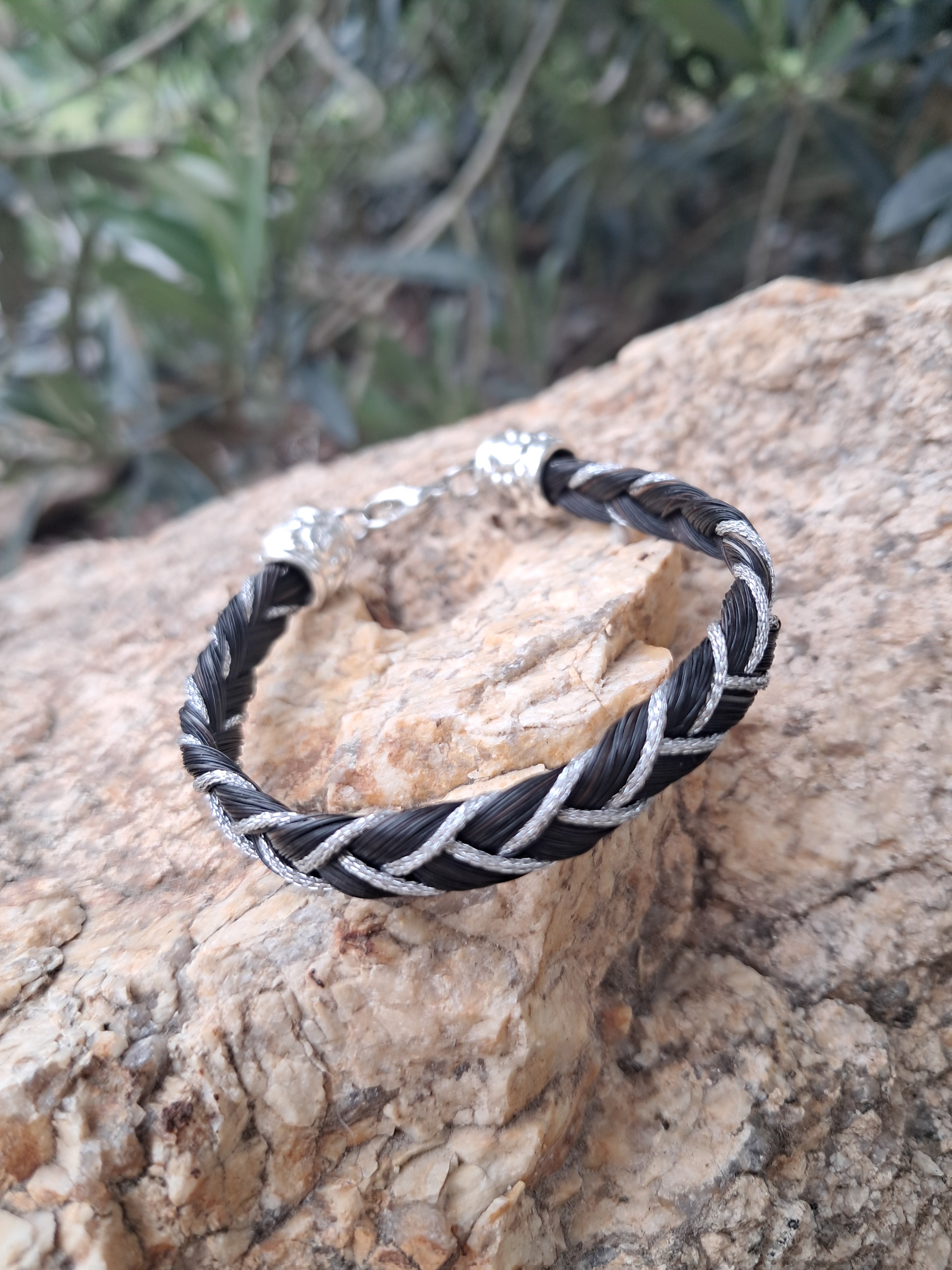 Bracelet tressé argenté